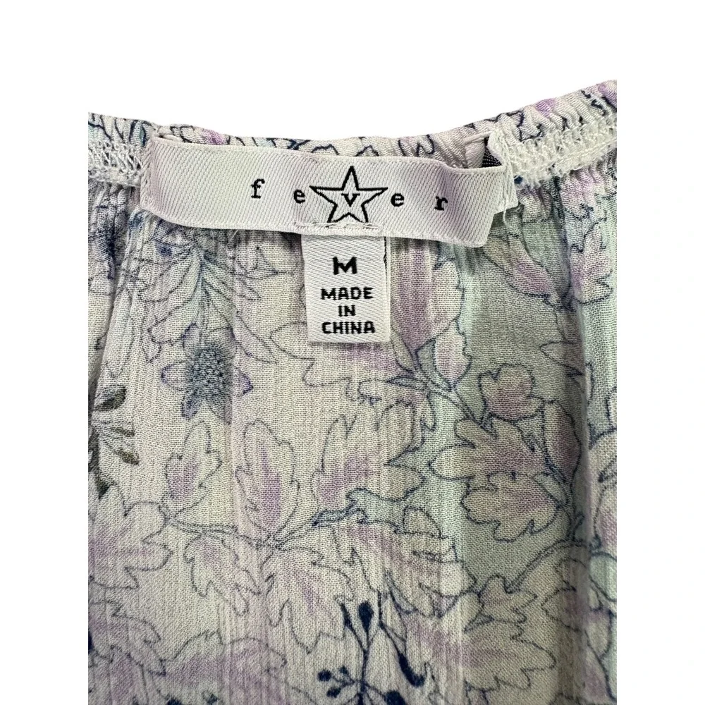 Fever Floral Ruffle Hem Boho Blouse Women's Medium 100% Rayon